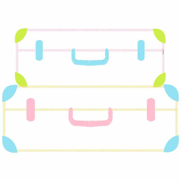 Stacked Suitcases Chain and Vintage Applique Embroidery Design