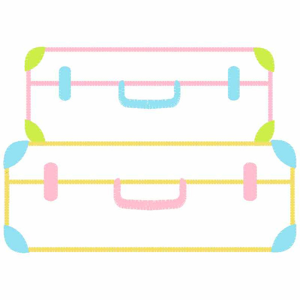 Stack Suitcases Satin and Zigzag Applique Embroidery Design