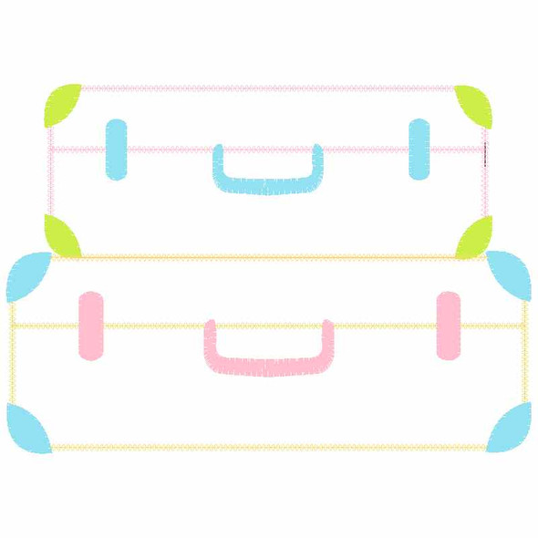 Stacked Suitcases Chain and Vintage Applique Embroidery Design