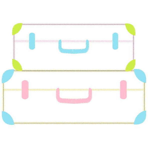Stack Suitcases Satin and Zigzag Applique Embroidery Design