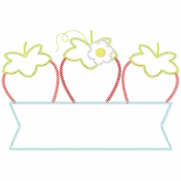 Strawberry Banner Vintage and Chain Applique Embroidery Design