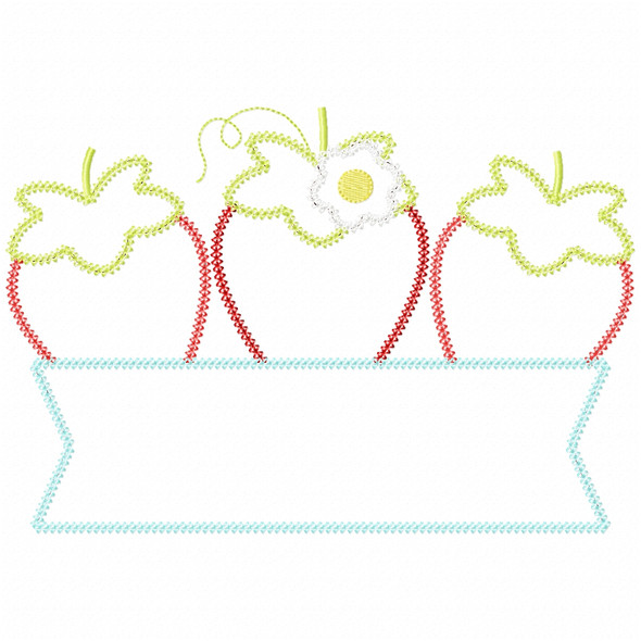 Strawberry Banner Vintage and Chain Applique Embroidery Design