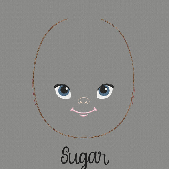 Sugar Doll Faces Addon Machine Embroidery Design