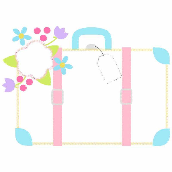 Suitcase Chain and Vintage Applique Embroidery Design