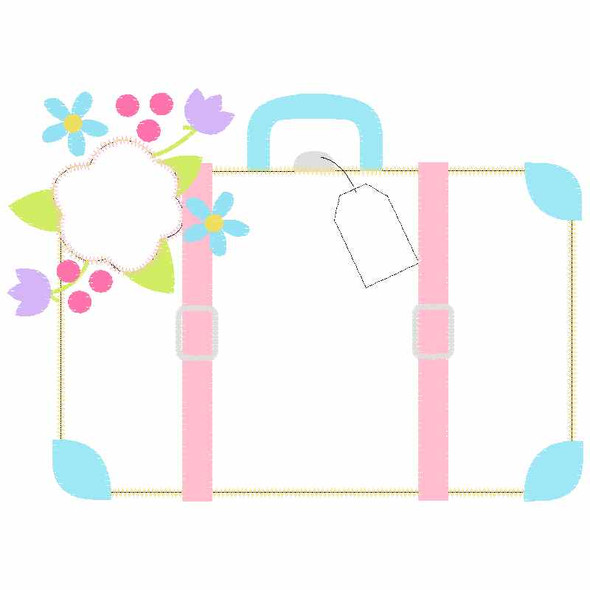 Suitcase Satin and Zigzag Applique Embroidery Design