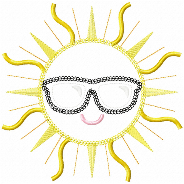 Summer Sun Vintage and Chain Applique Embroidery Design