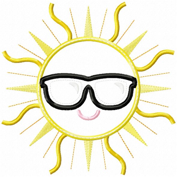 Summer Sun Satin and Zigzag Applique  Embroidery Design