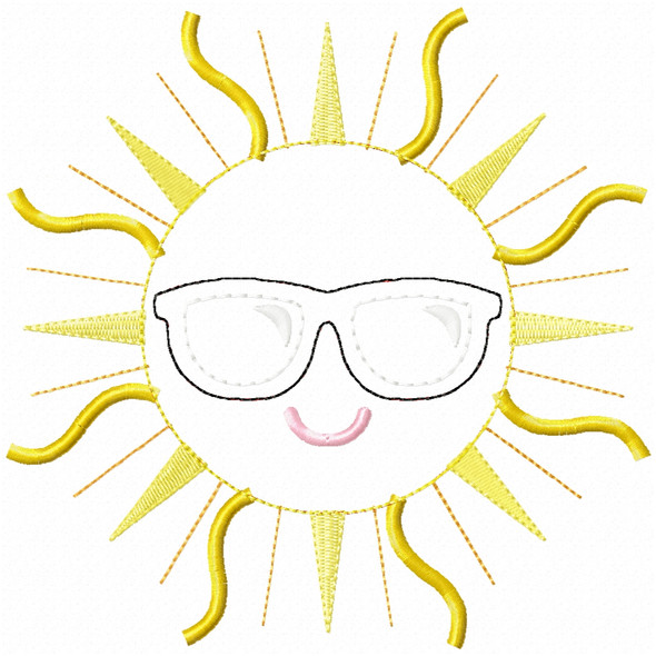 Summer Sun Sketch Fill and Simple Stitch Machine Embroidery Design