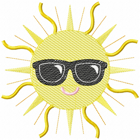 Summer Sun Sketch Fill and Simple Stitch Machine Embroidery Design