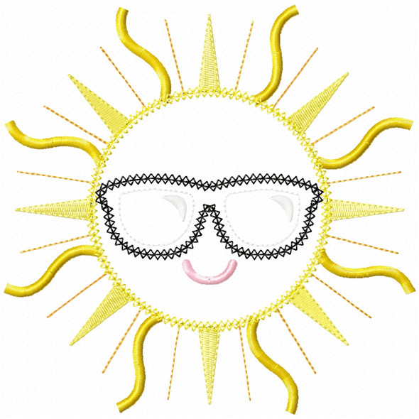 Summer Sun Vintage and Chain Applique Embroidery Design