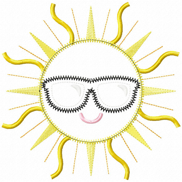 Summer Sun Satin and Zigzag Applique  Embroidery Design