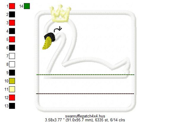 Swan Patch Applique Embroidery Design