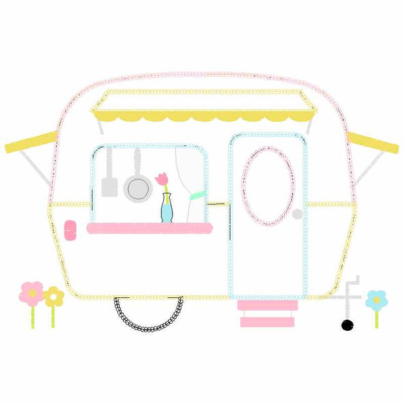 Sweet Camper Chain and Vintage Applique Embroidery Design