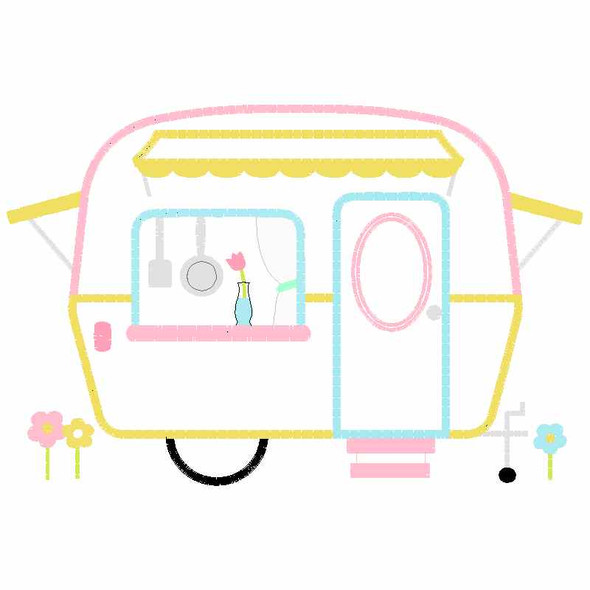 Sweet Camper Satin and Zigzag Applique Embroidery Design