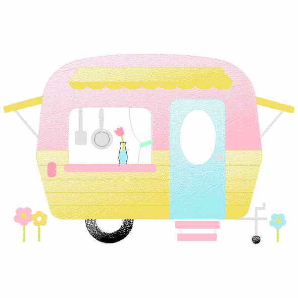 Sweet Camper Sketch Design Embroidery Design