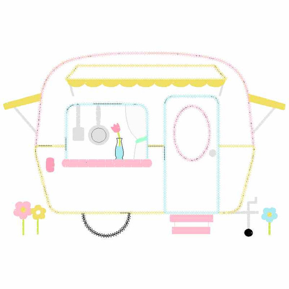Sweet Camper Chain and Vintage Applique Embroidery Design
