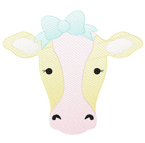 Sweet Cow Sketch Embroidery Machine Embroidery Design
