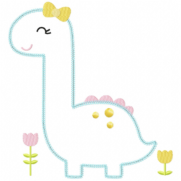 Sweet Dino Chain and Vintage Applique   Embroidery Design