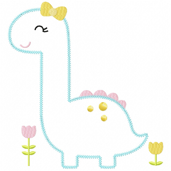 Sweet Dino Chain and Vintage Applique Machine Embroidery Design