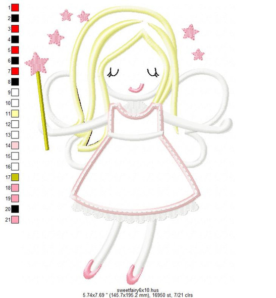 Sweet Fairy Applique Embroidery Design