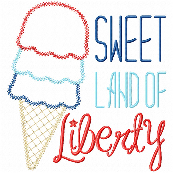Sweet Land of Liberty Vintage and Chain Applique Machine Embroidery Design