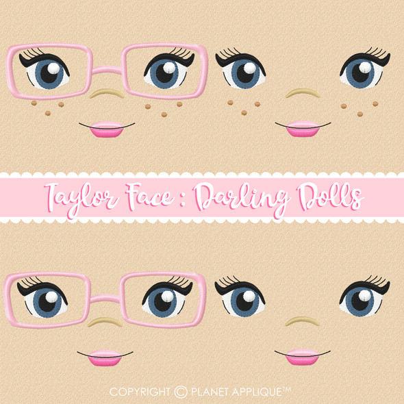 Taylor Face Styles For Darling Dolls Machine Embroidery Design