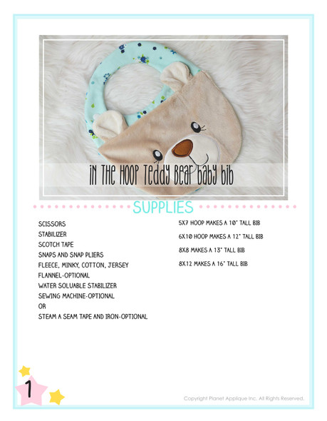 ITH Teddy Bear Baby Bib