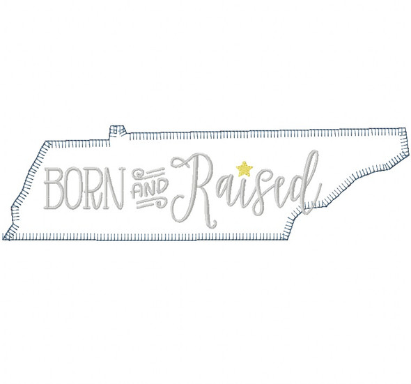 Tennessee Born and Raised Vintage and Blanket Stitch Applique