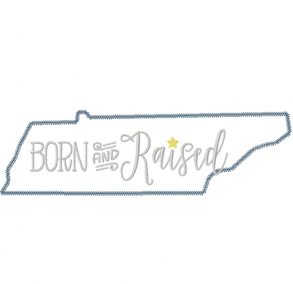 Tennessee Born and Raised Vintage and Blanket Stitch Applique Machine Embroidery Design