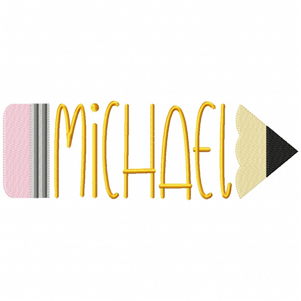 Back to School Pencil Frame Monogram Alphabet Font Machine Embroidery Design