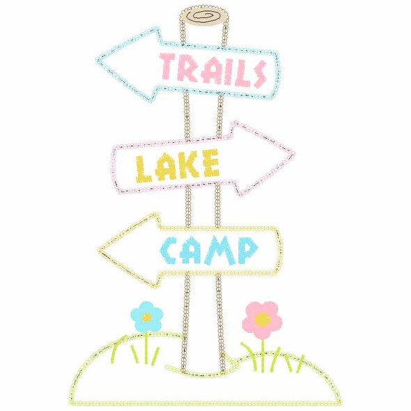 Trail Sign Chain and Vintage Applique Embroidery Design