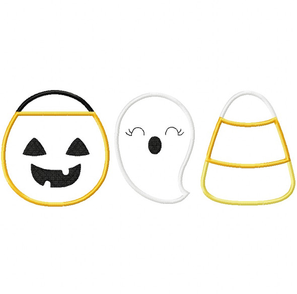 Trick or Treat Set Satin and Zigzag Stitch Applique Machine Embroidery Design