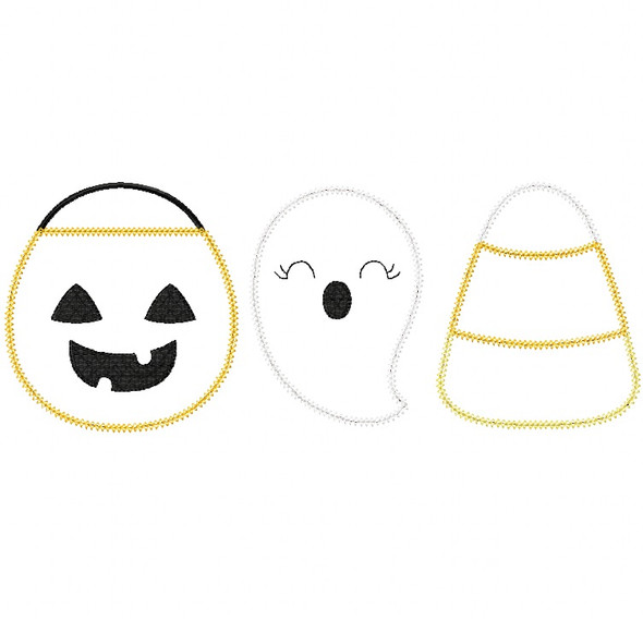 Trick or Treat Set Vintage and Chain Stitch Applique Machine Embroidery Design