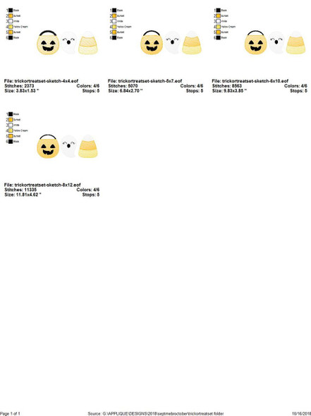 Trick or Treat Set Sketch Embroidery Design