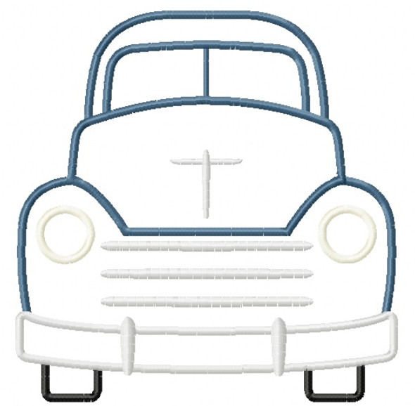 Vintage Truck Satin and Zigzag Stitch Applique Machine Embroidery Design