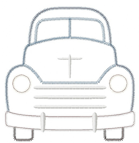 Vintage Truck Satin and Zigzag Stitch Applique Embroidery Design