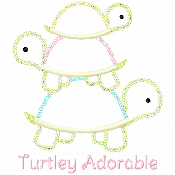 Turtley Adorable Vintage and Chain Applique Embroidery Design