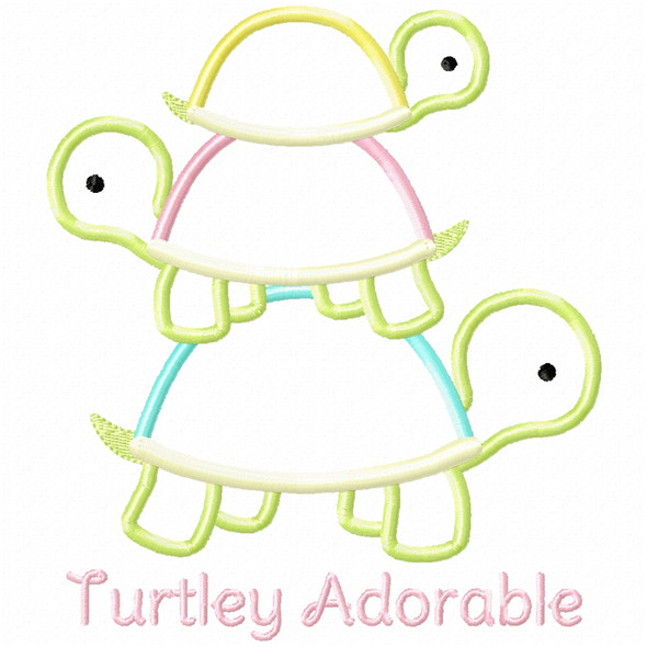 Turtley Adorable Satin and Zigzag Applique Machine Embroidery Design