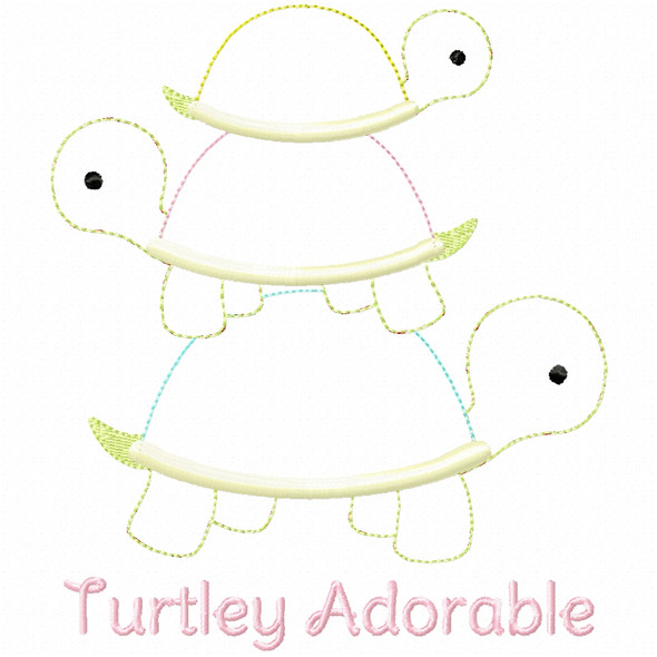 Turtley Adorable Simple Stitch and Sketch Fill Applique Embroidery Design