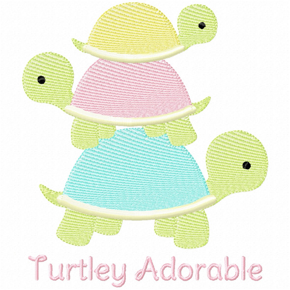 Turtley Adorable Simple Stitch and Sketch Fill Applique Machine Embroidery Design
