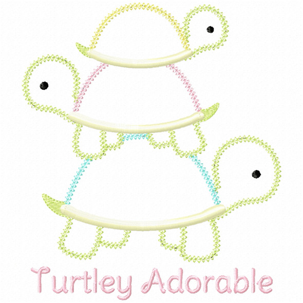 Turtley Adorable Vintage and Chain Applique Machine Embroidery Design