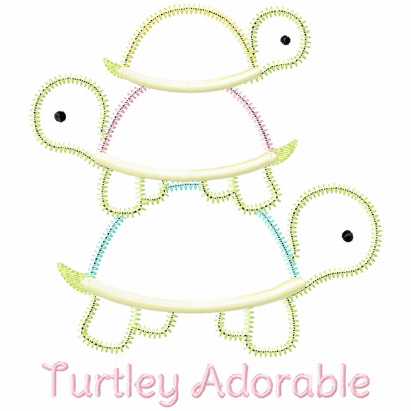 Turtley Adorable Satin and Zigzag Applique Embroidery Design