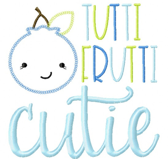 Tutti Frutti Blueberry Vintage and Chain Stitch Applique Embroidery Design