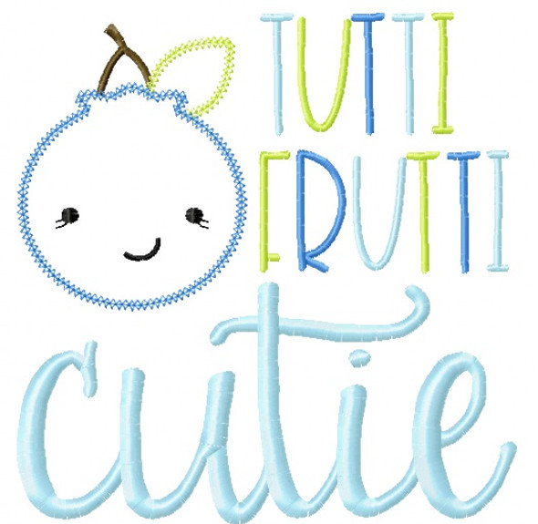 Tutti Frutti Blueberry Vintage and Chain Stitch Applique Machine Embroidery Design