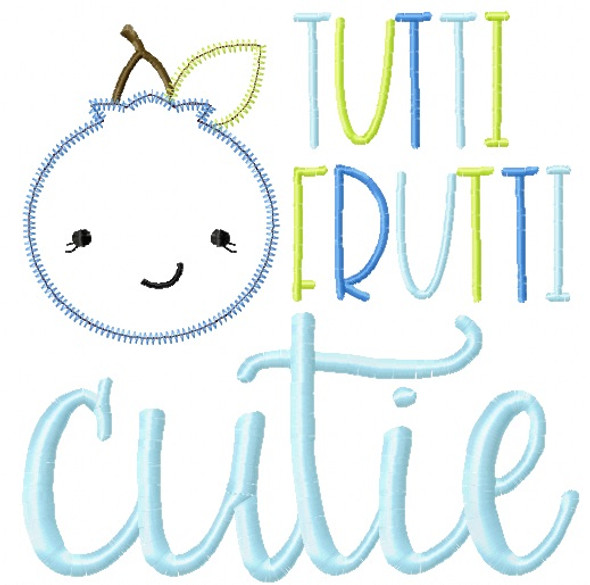 Tutti Frutti Blueberry Satin and Zigzag Stitch Applique Embroidery Design