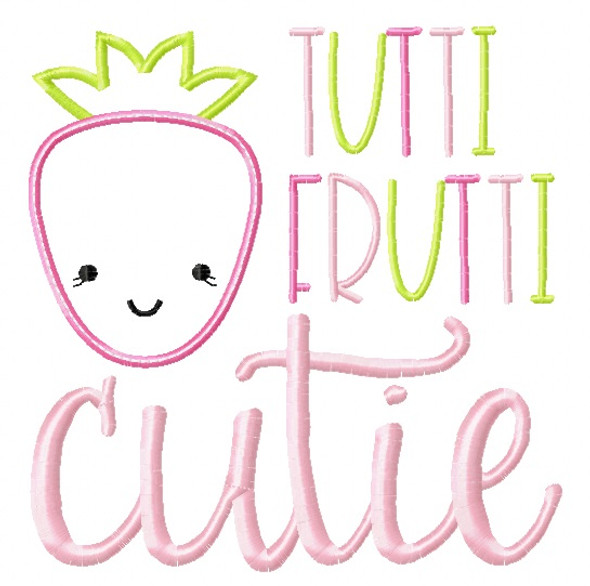 Tutti Frutti Strawberry Satin and Zigzag Stitch Applique Machine Embroidery Design