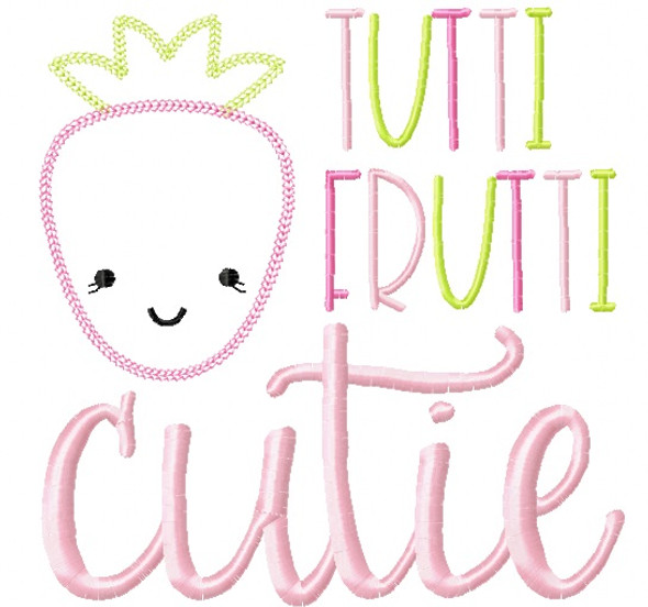 Tutti Frutti Strawberry Vintage and Chain Stitch Applique Embroidery Design