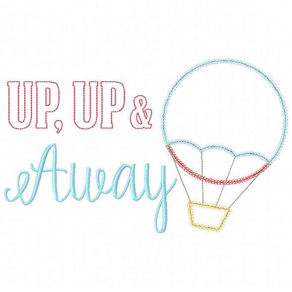 Up Up and Away Vintage and Chain Stitch   Embroidery Design