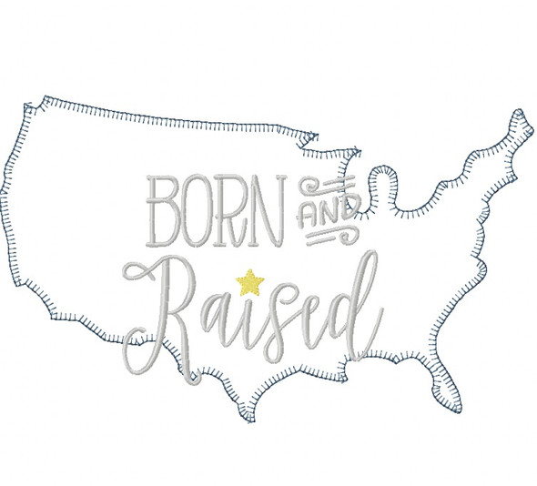 USA Born and Raised Vintage and Blanket Stitch Applique