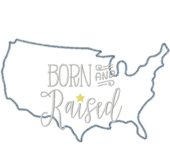 USA Born and Raised Vintage and Blanket Stitch Applique Machine Embroidery Design